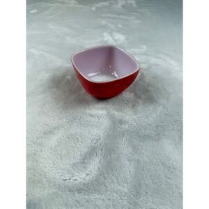 Pyrex Red Square Bowl Pink 4 Inch Made in USA Ovenware